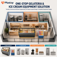 Vitrine Réfrigérée Commerciale pour Gelato, Design Robotique Futuriste, Présentoir à Glaces Multi-Plateaux Chauffés avec Verre Anti-Buée pour Magasin