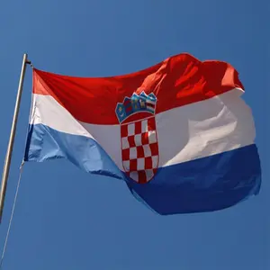 Venta caliente promocional 3x5ft Europa país bandera 100% poliéster nacional Croacia banderas con logotipo personalizado impresión