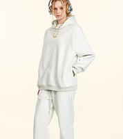 Ensemble sweat à capuche unisexe style américain automne/hiver, polaire épaisse 350g, coupe ample unie, poches zippées, broderie 3D, style sportif chaud
