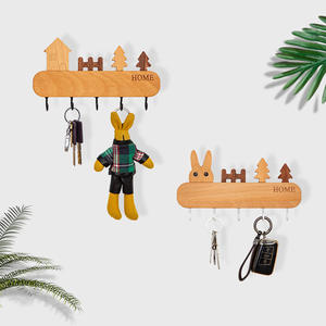 Manufacture directe nordique en bois massif lapin mur clé crochet mural support de rangement crochet <span class=keywords><strong>sans</strong></span> trous de poinçonnage - Product Image 3