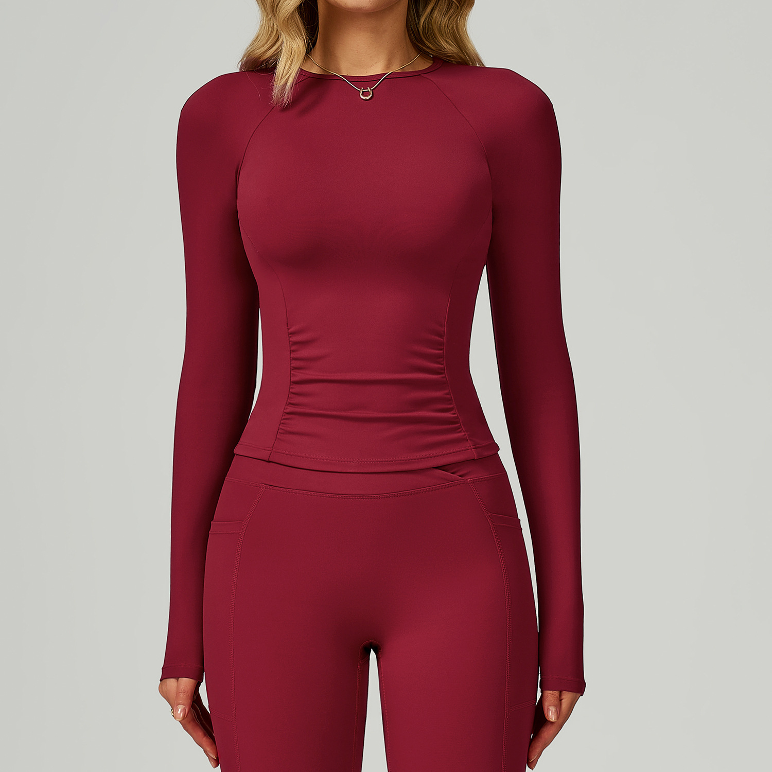 Custom Fitness Clothing Slimming Thin Bottoming Sports Tops Crew Neck Workout Gym Shirts Long Sleeve Yoga Shirt for Women