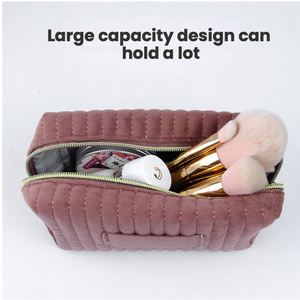 Sac de rangement pour maquillage en velours rose avec logo personnalisé, fermeture éclair, sac de toilette de voyage, trousse de maquillage - Product Image 2