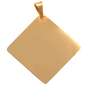 Collier avec pendentif carré en acier inoxydable, 4 couleurs, style motard, bijoux pour hommes et femmes, 35 mm * 35 mm - Product Image 6