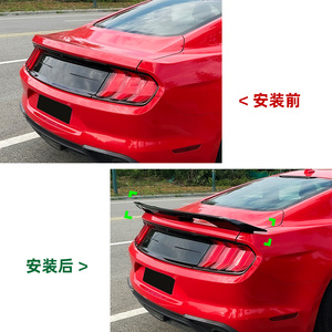 Ford Mustang Rear Spoiler Ducktail Piano <b>Black</b> Carbon Fiber Texture ABS Trunk <b>Wing</b> 2015-2022 - Product Image 4