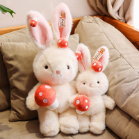 Ensemble de peluches lapin champignon, trois tailles, mignonnes, kawaii, lapin blanc, douces et moelleuses, pour cadeau et décoration de chambre, vente en gros