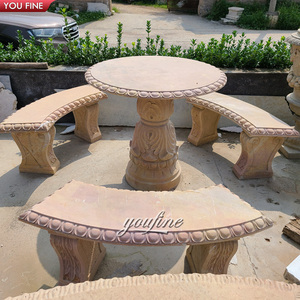 <span class=keywords><strong>Table</strong></span> ronde <span class=keywords><strong>en</strong></span> marbre de <span class=keywords><strong>pierre</strong></span> naturelle sculptée à la main <span class=keywords><strong>pour</strong></span> <span class=keywords><strong>jardin</strong></span> extérieur avec bancs et sièges - Product Image 5