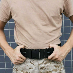 Ceinture de Sécurité Formelle Noire <span class=keywords><strong>pour</strong></span> Hommes avec Clip, Tissu Oxford en Toile Polyester, Ensemble de Ceinture de Service, Équipement Personnel en Métal - Product Image 5