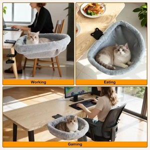 Custom wholesale Cat <b>Desk</b> Bed Plush Cat Hammock <b>Foldable</b> <b>Desk</b> Clip Pet Bed Suitable for Various Desktop Computers Office - Product Image 3