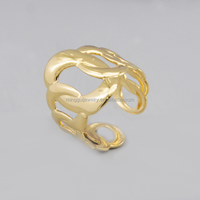 Adjustable Hollow Geometric Ring - Stainless Steel Intertwined Oval Open Ring Jewelry