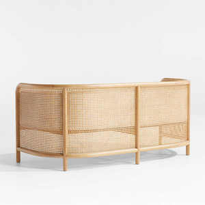 Lounge Sofa Stuhl Cane Sofa mit weißem Kissen Holzrahmen Rattan Stuhl Set Wohnzimmer möbel - Product Image 5