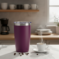 Gobelet isotherme en acier inoxydable de 20 oz avec couvercle et paille, idéal pour le bureau, le camping et les voyages - Style américain - Vente chaude