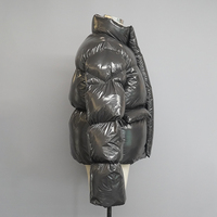 Veste en duvet noire brillante de luxe pour homme, imperméable, veste matelassée brillante, logo personnalisé