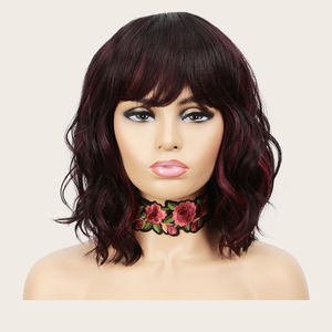 Wholesale 12 Inch Cute Women's European American <b>Short</b> Bob Non Lace Synthetic <b>Wig</b> High Temperature Fiber Water Wave Transparent - Product Image 4
