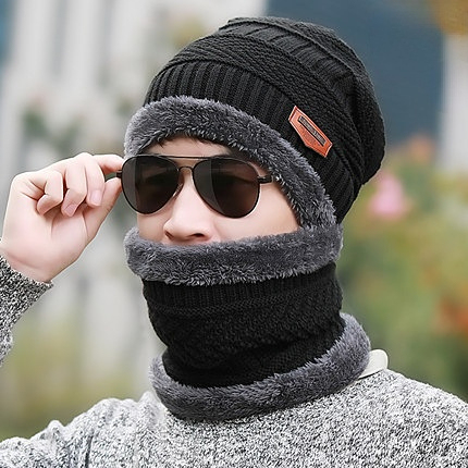 FF1767 Slouchy Beanie Gloves Neck Warmer Set - Fleece Lined display picture 3