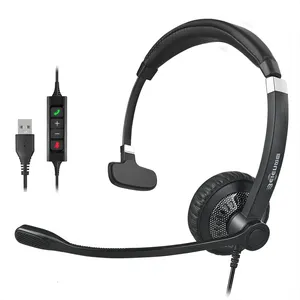 China Factory Wired Single Ear Call Center Headset ENC Noise Canceling Headphone With Clear Anti Noise Microphone For Conference