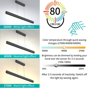โคมไฟเพดานแบบเส้นตรง ไฟ LED ปรับความสว่างได้ เหมาะสำหรับโต๊ะพูล ไฟสำหรับเกาะกลางห้องครัว โคมไฟระย้าแบบเส้นตรงทันสมัยสำหรับห้องรับประทานอาหาร - Product Image 5