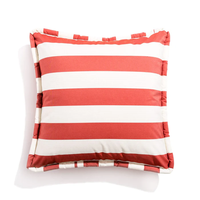 Coussin carré d'extérieur moderne à rayures rouges et blanches, grand coussin décoratif pour chaise longue de piscine