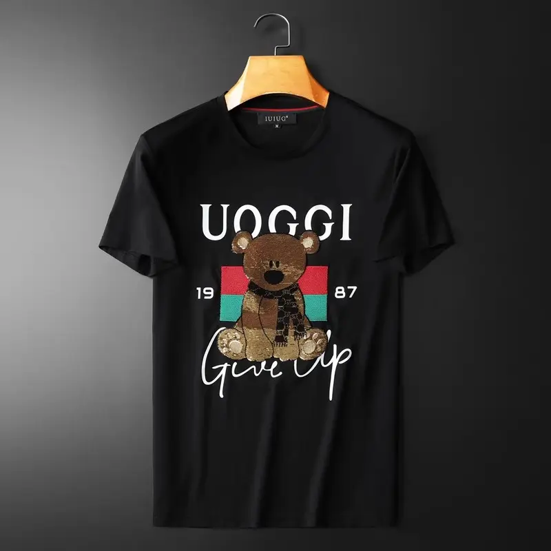 Ağır pamuk boy erkek t-shirt gevşek kısa kollu erkek t-shirt toptan Trendy marka saf pamuk örme resmi