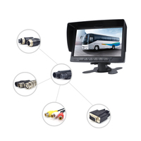 Monitor de Reversa de 7 Pulgadas de Alta Resistencia, Entrada de Video de 4 Canales, 12V/24V/36V, Cambio Automático, Pantalla IPS, Monitorización de Punto Ciego