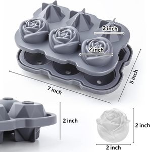 Moule à glace en silicone Formes amusantes avec couvercle transparent <span class=keywords><strong>de</strong></span> type entonnoir 3 boules <span class=keywords><strong>de</strong></span> glace diamantées 3 roses pour refroidir les boissons aux cocktails au whisky - Product Image 5