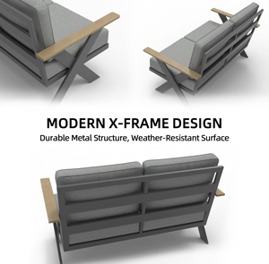 Tất cả các nhôm hiện đại x-khung thiết kế Modular sofa Set bàn ăn tự do combinable đồ gỗ ngoài trời cho Patio vườn công viên sử dụng - Product Image 6