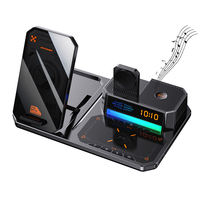 Nieuw model multifunctioneel oplaadstation bureau wekker speaker 6-in-1 draadloze oplader 15W snel draadloos opladen