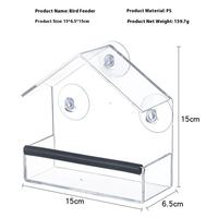 Mangeoire à oiseaux de fenêtre à ventouses en acrylique transparent, mangeoire suspendue pour oiseaux sauvages, attrape-graines transparent