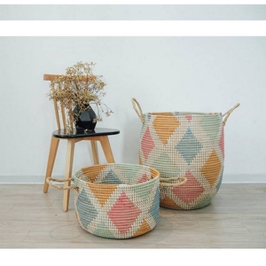 Cesta de Almacenamiento Plegable de Jacinto de Agua y Hierba Marina Estilo Boho Ecológica con Asa, Logotipo Personalizado, Proveedor de Vietnam - Product Image 6