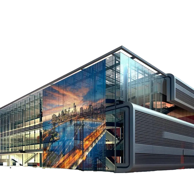 HD Transparent LED Mesh Curtain Screen P3.91mm Outdoor LED Advertising Display for Building