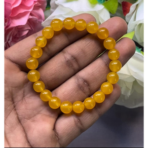 Yellow Jade <b>Bracelet</b>: Round Gemstone Beads, Stretch <b>Bracelet</b> Unisex Classic Style Certified Anniversary Gift - Product Image 2