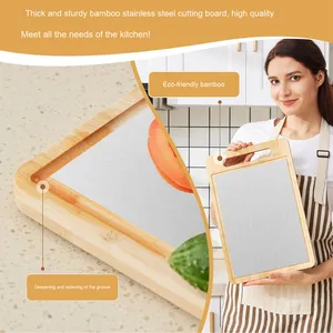 Tabla de cortar de doble cara multifuncional Diseño de <span class=keywords><strong>acueducto</strong></span> de acero inoxidable de madera para uso en utensilios de cocina - Product Image 6