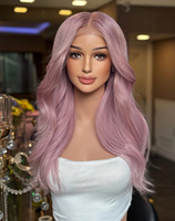 Perruque Lace Front Transparente 13x4 Rose Vif Cheveux Humains Vierges Européens Ligne de Cheveux Naturelle Pré-Pluckée pour Femmes