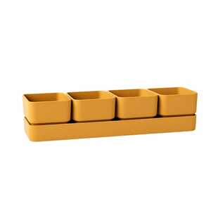 <b>Rectangular</b> Planter 48x12x11 Cm With 4 <b>Pots</b> And Saucer Color Snow - Product Image 1