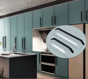 Kenop kabinet aluminium gagang furnitur bentuk jembatan pegangan padat Matte tarik untuk pintu kabinet dapur