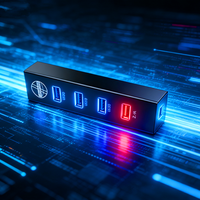 COMTOP USB 3.0 Hub Docking Station dengan Pengisian Cepat 2.4A RJ45 LAN 1000M Aluminium Alloy USB-C Hitam Perak Laptop Tersedia di Stok