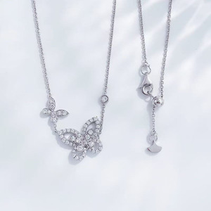 Collar con Colgante de <span class=keywords><strong>Mariposa</strong></span> de Platino Pt950 con Diamante de Laboratorio Certificado IGI, Corte Brillante, Joyería Fina Unisex, Dije Delicado - Product Image 1