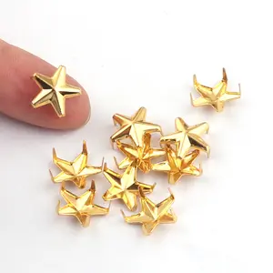 Remaches de Metal dorado para ropa, accesorios de decoración de estrellas de aleación de Zinc, pentagrama, remaches para ropa, bolsos, Hats-12mm