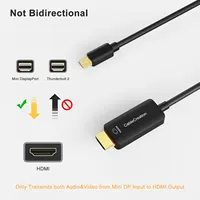 Cablecreation Kabel Adaptor 1.2 Ke HDMI, DisplayPort Mini 4K 60Hz dengan HDR Thunderbolt 2