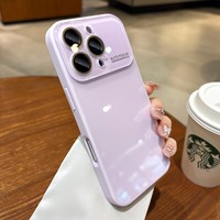 Coque de téléphone de luxe pour iPhone 12 13 14 15 16 17 Pro Max avec grande fenêtre et dos en verre brillant