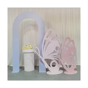 Nieuw Ontwerp Kleurrijke Vlinderboog Vorm Achtergrond Stand Baby Shower Party Pvc Achtergrond Voor Bruiloftsfeest Evenement Decoraties