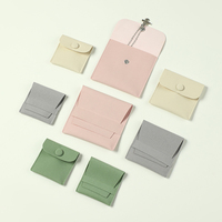 Pochette cadeau en microfibre avec bouton-pression pour bijoux, boucles d'oreilles, colliers, bagues, avec logo imprimé, faite à la main, recyclable