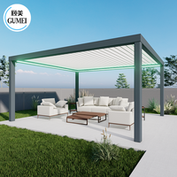 Pergola Extérieure Bioclimatique Moderne 3x3 3x4 en Aluminium, Étanche et Motorisée à Toit Lames Orientables