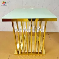 Support de fleurs moderne pour décoration de mariage, table de présentation de gâteaux avec base en acier inoxydable et plateau en verre pour événements, fêtes et hôtels