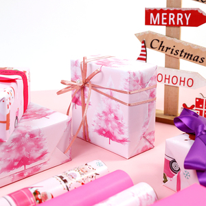 High Quality Wholesale 80g 43*300cm Christmas pink Packaging <b>Paper</b> Gift Wrapping <b>Paper</b> - Product Image 3