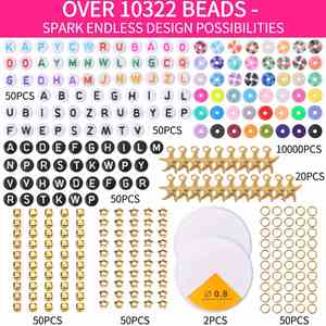 Kit de Pulseras con Cuentas Planas Estilo Preppy, Cuentas de Arcilla Polimérica con Dijes para Hacer Joyería - Product Image 3