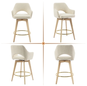 Tabourets <span class=keywords><strong>de</strong></span> <span class=keywords><strong>bar</strong></span> modernes <span class=keywords><strong>et</strong></span> bon marché en <span class=keywords><strong>beige</strong></span>, <span class=keywords><strong>tabouret</strong></span> <span class=keywords><strong>de</strong></span> <span class=keywords><strong>bar</strong></span> rembourré en lin avec dossier creux <span class=keywords><strong>et</strong></span> pieds en <span class=keywords><strong>bois</strong></span> pour cuisine, <span class=keywords><strong>bar</strong></span>, café - Product Image 5