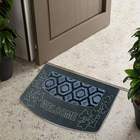 Machine d'entrée de maison moderne en PVC résistant à la corrosion tapis de porte rectangulaire en caoutchouc antidérapant fin imprimé animal puzzle motif maison