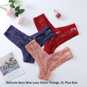 Slip in <span class=keywords><strong>Pizzo</strong></span> con Fiocco Seducente di <span class=keywords><strong>Alta</strong></span> Qualità, Taglie Grandi, <span class=keywords><strong>Vita</strong></span> Bassa, Traspirante in Nylon XL - Product Image 4