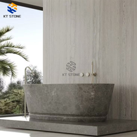 Baignoire autoportante en marbre lourd KT STONE pour espace de bain de club de loisirs haut de gamme, traitement sur mesure des dimensions du marbre