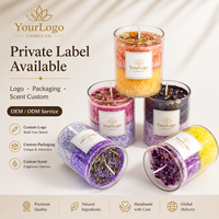 Handgemachte Mehrschichtige Duftkerze im Glasgefäß, Farbenfrohe Aromatherapie-Kerze mit Getrockneten Blumen, Geschenk & Wohndekoration für den EU-Markt